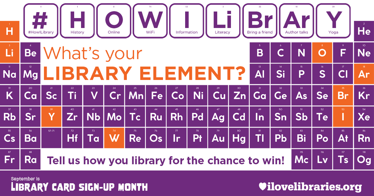 Library card sign-up month bingo card